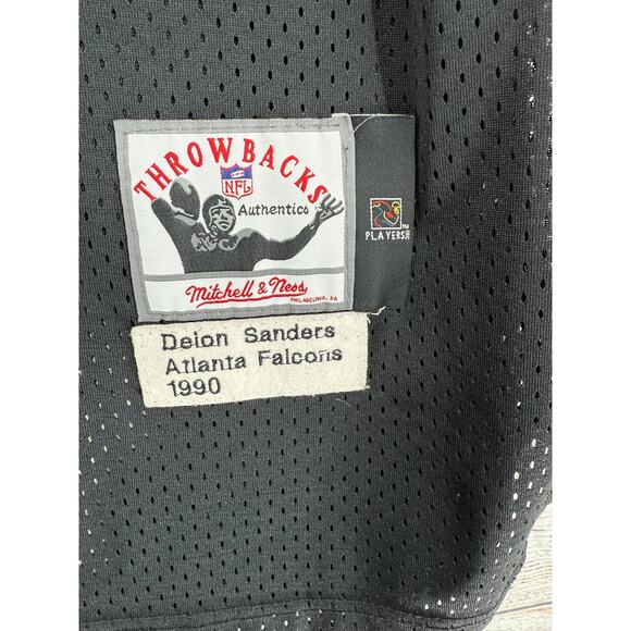 Mitchell & Ness Throwbacks 1990 Deion Sanders Atlanta Falcons Jersey 56 Black - Picture 3 of 12